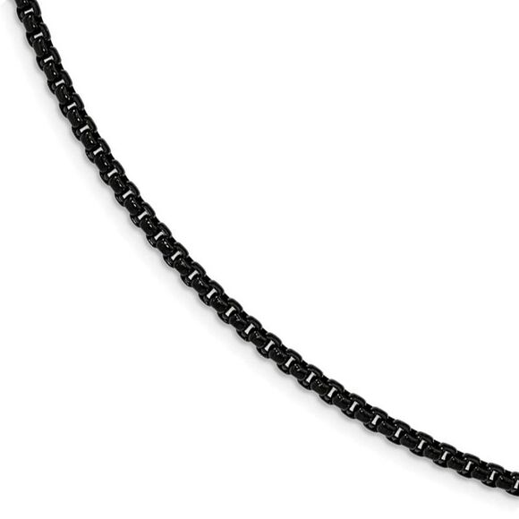 2.6mm Black Plated Stainless Steel Box Chain Necklace 18 Inch